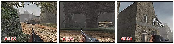 Wejdź na ulicę i uważając na strzelców w domku po lewej stronie [#134] , przejdź do tego po prawej [#135] - Misja 3: Część 3 | Medal of Honor Allied Assault - Medal of Honor: Allied Assault - poradnik do gry