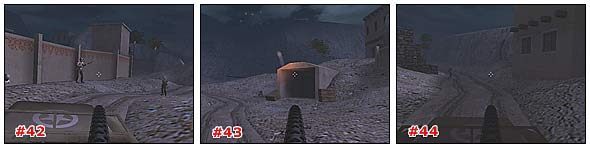 Musisz przejechać pomiędzy zabudowaniami [#44] - przy schodach oraz za budynkiem z prawej będzie ukrywać się paru przeciwników - Misja 1: Część 4 | Medal of Honor Allied Assault - Medal of Honor: Allied Assault - poradnik do gry