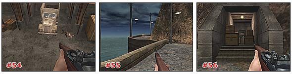 W pomieszczeniu z szybami znajdziesz napój leczniczy, a za pomieszczeniem z samochodami, które miałeś z góry oczyścić, znajduje się wyjście na drogę przy klifach [#55] - Misja 1: Część 4 | Medal of Honor Allied Assault - Medal of Honor: Allied Assault - poradnik do gry