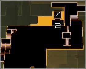 Oznaczenia na mapach: 1 - Główne wejście do hotelu Hung Hua (poziom 2); 2 - Wejście do hotelu Hua od strony dachu (poziom 3) - (6) Przedostanie się do klubu Gniazdo - Polowanie na hakera - Deus Ex Bunt Ludzkości - poradnik akt II - Hengsha