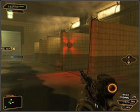 Musisz się bardzo pilnować, bo w południowej części pomieszczenia #1 rozłożono minę odłamkową #2 - (11) Przeprawa przez szatnie - Polowanie na hakera - Deus Ex Bunt Ludzkości - poradnik akt II - Hengsha