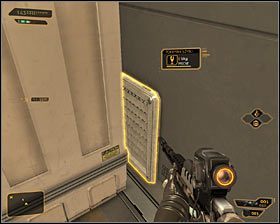 Zaczekaj na właściwy moment i przejdź po mostku celem dotarcia do południowej części pomieszczenia #1 - (4) wariant pokojowy- Przeprawa przez salę kriosterylizacji - Poszukiwanie dowodu - Deus Ex Bunt Ludzkości - poradnik akt II - Hengsha