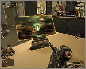 Południowe schody na poziom 4 są monitorowane przez kamerę ochrony #1, aczkolwiek możesz ją wyłączyć - (3) Wariant pokojowy- Dotarcie do klatki schodowej na tyłach studia - Twarzą w twarz z Elizą Cassan - Deus Ex Bunt Ludzkości - poradnik akt III - Kanada, Detroit 2