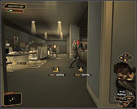 Balkoniki patrolowane są w sumie przez trzech wartowników - (3) Wariant pokojowy- Dotarcie do klatki schodowej na tyłach studia - Twarzą w twarz z Elizą Cassan - Deus Ex Bunt Ludzkości - poradnik akt III - Kanada, Detroit 2