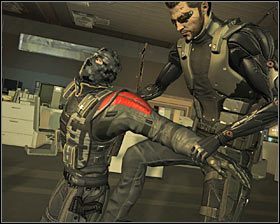 13 - (3) Wariant pokojowy- Dotarcie do klatki schodowej na tyłach studia - Twarzą w twarz z Elizą Cassan - Deus Ex Bunt Ludzkości - poradnik akt III - Kanada, Detroit 2