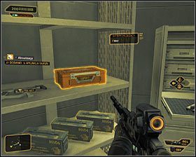 Dodatkowo dobrze byłoby włamać się do bocznego pomieszczenia zbrojowni - (7) Wariant pokojowy- Dotarcie do klatki schodowej - Twarzą w twarz z Elizą Cassan - Deus Ex Bunt Ludzkości - poradnik akt III - Kanada, Detroit 2