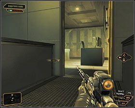 12 - (7) Wariant pokojowy- Dotarcie do klatki schodowej - Twarzą w twarz z Elizą Cassan - Deus Ex Bunt Ludzkości - poradnik akt III - Kanada, Detroit 2