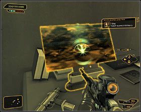 Po znalezieniu się w środku warto przede wszystkim udać się do odgrodzonego obszaru w południowo-zachodniej części biur #1 - (9) Wariant pokojowy- Dotarcie do pokoju 802-11 - Twarzą w twarz z Elizą Cassan - Deus Ex Bunt Ludzkości - poradnik akt III - Kanada, Detroit 2