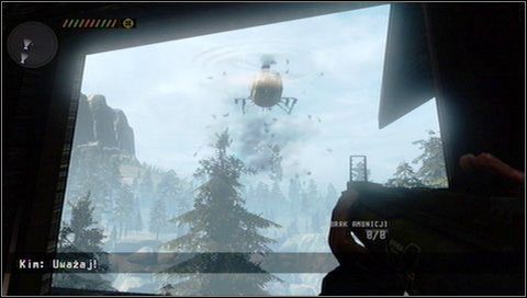 Zaatakuje nas helikopter - w pomieszczeniu znajdziemy wyrzutnię rakiet i sporo naboi - Walka z helikopterem - Rozdział 1 - Call of Juarez: The Cartel - Eddie Guerra - poradnik do gry
