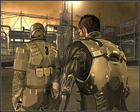 Otwarciem bramy zwrócisz zapewne na siebie uwagę jednego z tutejszych wartowników #1 - (3) Przedostanie się na teren portu - Rejs na gapę - Deus Ex Bunt Ludzkości - poradnik akt IV - Hengsha 2, Singapur, Panchaja, zakończenia