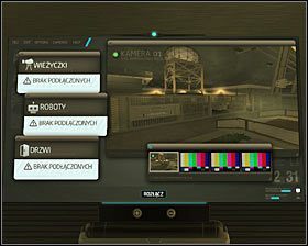 Znajdziesz się teraz w głównym pomieszczeniu ochrony, w którym odnajdziesz między innymi dwa terminale komputerowe - (2) Wyłączenie urządzenia zakłócającego - Na ratunek Megan i jej zespołowi - Deus Ex Bunt Ludzkości - poradnik akt IV - Hengsha 2, Singapur, Panchaja, zakończenia