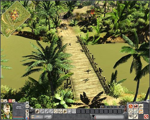 Po oczyszczeniu przedpola bazy przeczołgaj się przez most wszystkimi ludźmi - Misja 1- Until the trouble troubles you (2) | Wietnam | Men of War Wietnam - Men of War: Wietnam - poradnik do gry