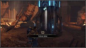 Będą oni chronić oznaczonego zębatkami pojemnika [1], wewnątrz którego znajdziesz Bolter - 2 - Przeciw wszystkiemu - Opis przejścia - Warhammer 40,000: Space Marine - poradnik do gry