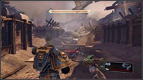 Idąc dalej prosto dojdziesz do systemu okopów, a w oddali powinieneś zobaczyć walczących żołnierzy [1] - 2 - Przeciw wszystkiemu - Opis przejścia - Warhammer 40,000: Space Marine - poradnik do gry