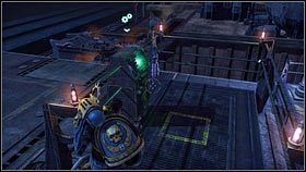 Po rozpoczęciu etapu zbierz leżącą niedaleko amunicję [1], a następnie użyj mechanizmu opuszczającego windę [2] - 15 - Książę Demonów - Opis przejścia - Warhammer 40,000: Space Marine - poradnik do gry