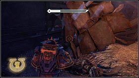 Po walce z uzbrojonym w młot przeciwnikiem, idź prosto, aż dotrzesz do wejścia do tuneli [1] - Rozdział 15 - Serwoczaszki - Warhammer 40,000: Space Marine - poradnik do gry