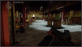 U góry przechodzimy przez małe pomieszczenie [1] do kolejnego hangaru - Ukryta okazja - Evans | Rozdział 4 | Call of Juarez The Cartel - Call of Juarez: The Cartel - poradnik do gry