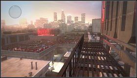 Na dachu bijemy się z dwoma typkami [1] i wchodzimy na metalowe schody koło billboardu - W drodze na pozycję strzelecką - Evans | Rozdział 7 | Call of Juarez The Cartel - Call of Juarez: The Cartel - poradnik do gry