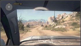 Po wyjściu z miasteczka szybko wsiadamy do pojazdu [1] i gonimy przeciwnika - Ukryta okazja - McCall | Rozdział 14 | Call of Juarez The Cartel - Call of Juarez: The Cartel - poradnik do gry