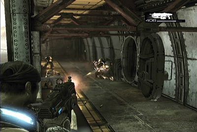 Dotrzesz do pomieszczenia atakowanego przez wielką mackę - II - Opuścić okręt | Akt 1 w Gears of War 3 - Gears of War 3 - poradnik do gry (opis przejścia, nieśmiertelniki, osiągnięcia)