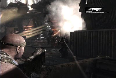 Wkrótce dotrzesz do drabiny po której wejdź na most - VI - Na włosku | Akt 1 w Gears of War 3 - Gears of War 3 - poradnik do gry (opis przejścia, nieśmiertelniki, osiągnięcia)