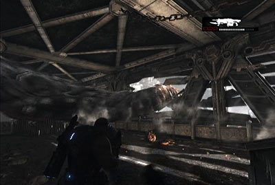 Po uporaniu się z wrogą maszyną zejdź do dolnej części mostu i rusz przed siebie - VI - Na włosku | Akt 1 w Gears of War 3 - Gears of War 3 - poradnik do gry (opis przejścia, nieśmiertelniki, osiągnięcia)