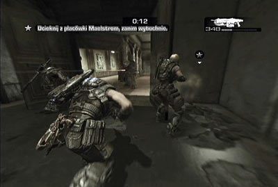 Po przekręceniu wszystkich zaworów odwróć się i zacznij uciekać z ośrodka - II - Zaciemnienie | Akt 5 w Gears of War 3 - Gears of War 3 - poradnik do gry (opis przejścia, nieśmiertelniki, osiągnięcia)