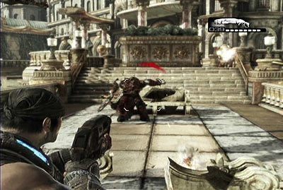 Następnie udaj się na schody prowadzące do pałacu i pokonaj kolejną partię wrogów - IV - U progu | Akt 5 w Gears of War 3 - Gears of War 3 - poradnik do gry (opis przejścia, nieśmiertelniki, osiągnięcia)