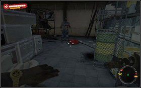 Aby wejść do hangaru z przełącznikiem A (A), po jego lewej stronie (1) znajdziesz samochód, po którym musisz się wdrapać, aby przeskoczyć przez ogrodzenie #1 - Bak pełen nadziei; Taniec na wodzie | Akt 1 - zadania poboczne i wydarzenia - Dead Island - poradnik do gry