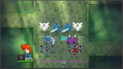 Usuń niebieskiego Zombie otoczonego przez fioletowych Pomroczniaków [1], a aktywujesz pierwszą Atakująca Formację [2] - Heresh - Bitwy-zagadki - Might & Magic: Clash of Heroes - PC - poradnik do gry