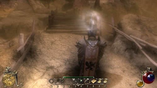 Podbiegnij do drzwi w [3] i spróbuj wejść do środka - Podświadomość- Konflikt rodzinny - Two Worlds II: Pirates of The Flying Fortress - poradnik do gry