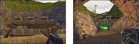 Znajdziesz się na niewielkiej plaży z zatoczką, nad którą biegnie mostek - Misja 03: The Plot Erupts | Command & Conquer Renegade - Command & Conquer: Renegade - poradnik do gry