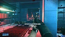 Po sekwencji schodzenia szybem windy (mini QTE) dotrzesz do skarbca opanowanego przez wrogów - Misja 5- Operacja Gilotyna | Kampania | Battlefield 3 - Battlefield 3 - poradnik do gry