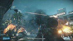 W końcu tę dramatyczną scenę obrony zakończy nadlatujący helikopter zwiadowczy, który wyeliminuje resztę przeciwników i będziecie mogli spokojnie opuścić swoje dotychczasowe schronienie - Misja 3- Ewakuacja | Kooperacja | Battlefield 3 - Battlefield 3 - poradnik do gry