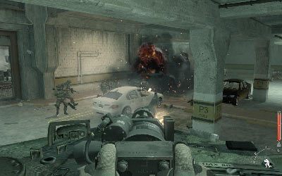 Po chwili czołg wjedzie na podziemny parking - II- Goalpost | Opis przejścia gry | Call of Duty Modern Warfare 3 - Call of Duty: Modern Warfare 3 - opis przejścia i operacje specjalne - poradnik do gry