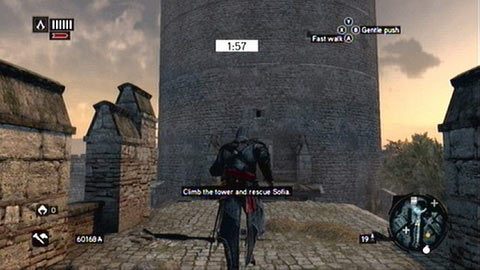 Gdy animacja dobiegnie końca, będziesz miał 2 minuty na dostanie się na szczyt wieży - Sekwencja 8 - The End of An Era (1,2) | Opis przejścia AC Revelations - Assassins Creed: Revelations - poradnik do gry