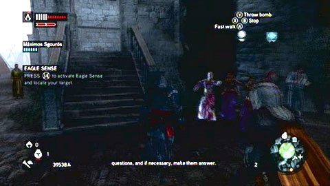 Powinieneś zobaczyć tam schody, obok których będzie stała grupa tancerek - Misje mistrzów (1,2) | Zadania dodatkowe Assassins Creed Revelations - Assassins Creed: Revelations - poradnik do gry