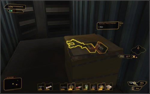 Po przejściu przez bramę znajdziesz się w hangarze załadunkowym - (4) Wariant pokojowy - Znajdź miejsce spotkania - Ucieczka z patelni - Deus Ex: Human Revolution - The Missing Link - poradnik do gry