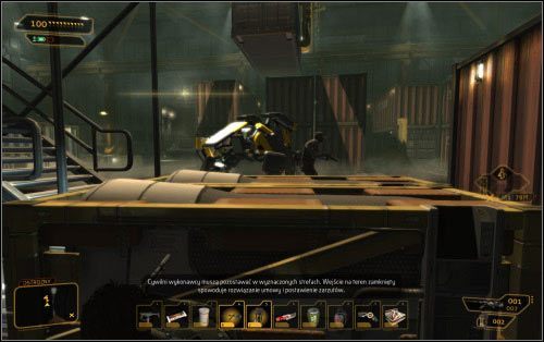Ostatecznie znajdziesz się na terenie drugiego doku załadunkowego - (4) Wariant pokojowy - Znajdź miejsce spotkania - Ucieczka z patelni - Deus Ex: Human Revolution - The Missing Link - poradnik do gry