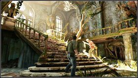 Z przedsionka wchodzimy do kuchni i udajemy się na jej koniec, gdzie wspinamy się na wyższe piętro [1] - Rozdział 6- Chateau (1) | Opis przejścia Uncharted 3 Oszustwo Drakea - Uncharted 3: Oszustwo Drakea - poradnik do gry