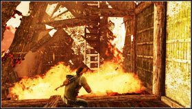 Po walce udajemy się pochylonym fragmentem podłogi [1] na górę pomieszczenia - Rozdział 7- Nie wychodź ze światła | Opis przejścia Uncharted 3 Oszustwo Drakea - Uncharted 3: Oszustwo Drakea - poradnik do gry