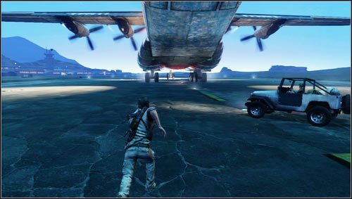 Biegnąc cały czas za startującym samolotem zobaczymy jak nasz transport zaczyna się oddalać - Rozdział 16- Wóz albo przewóz | Opis przejścia Uncharted 3 Oszustwo Drakea - Uncharted 3: Oszustwo Drakea - poradnik do gry