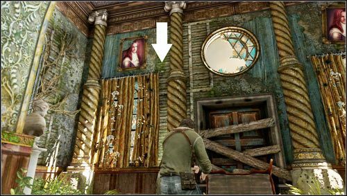 Obok pokoju z posągami rycerzy i kominkiem (z sekretnym przejściem) znajduje się niewielki przedsionek - Rozdział 6- Chateau | Skarby w Uncharted 3 Oszustwo Drakea - Uncharted 3: Oszustwo Drakea - poradnik do gry