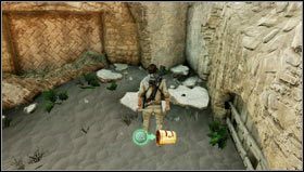 Po przejściu przez krętą wąską szczelinę wyjdziemy na taras otoczony barierką [1] - Rozdział 19 | Skarby w Uncharted 3 Oszustwo Drakea - Uncharted 3: Oszustwo Drakea - poradnik do gry