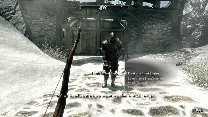 Porozmawiaj ze strażnikiem, a przeniesiesz się do nowej lokacji. - Rozpoczęcie przygody w Skyrim: Bruma | Podstawowe informacje - Skyrim - poradnik, mapy, questy