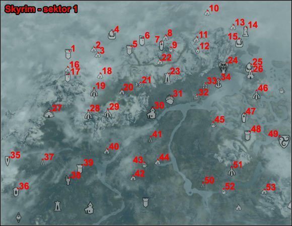 Typ lokacji: fort - 1 - Północno-zachodnie Skyrim (01-24) | Mapy świata w Skyrim - Skyrim - poradnik, mapy, questy