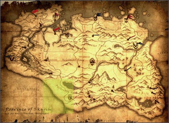 1 - 7 - Południowo-zachodnie Skyrim | Mapy świata - Skyrim - poradnik, mapy, questy