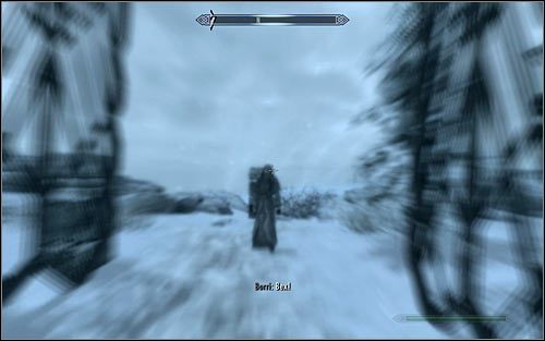 Podejdź do miejsca, w którym Wulfgar zaprezentuje Ci działanie świeżo pozyskanego Krzyku - Odbycie szkolenia u Siwobrodych | Droga głosu | Solucja Skyrim - Skyrim - poradnik, mapy, questy