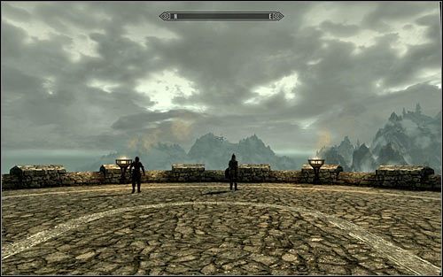 Po dotarciu do galerii wybierz się w stronę widocznego w oddali punktu widokowego (powyższy screen) - Uwięzienie smoka | Upadły | Solucja Skyrim - Skyrim - poradnik, mapy, questy