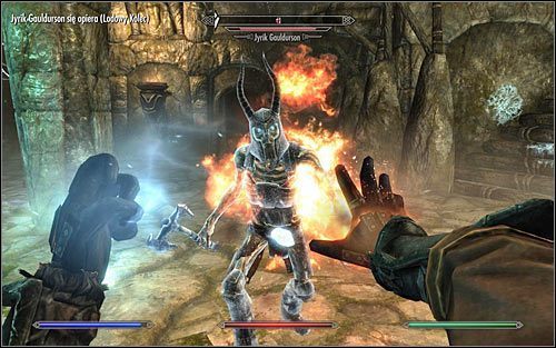 Na atakowanie bossa zdecyduj się dopiero gdy Tolfdir krzyknie, że udało mu się osłabić Jyrika - W podziemiach Saarthal (3) | Questy poboczne w Skyrim - Skyrim - poradnik, mapy, questy